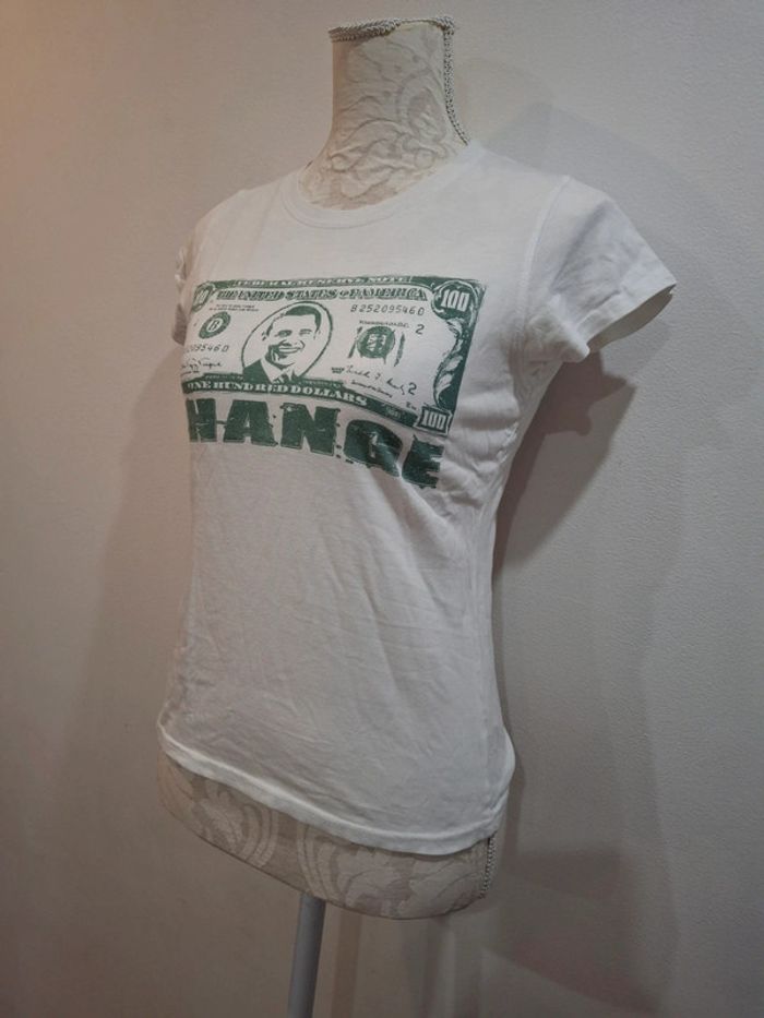 Tee shirt blanc vert Obama états unis Amérique usa fanshirt taille M 38 - photo numéro 4