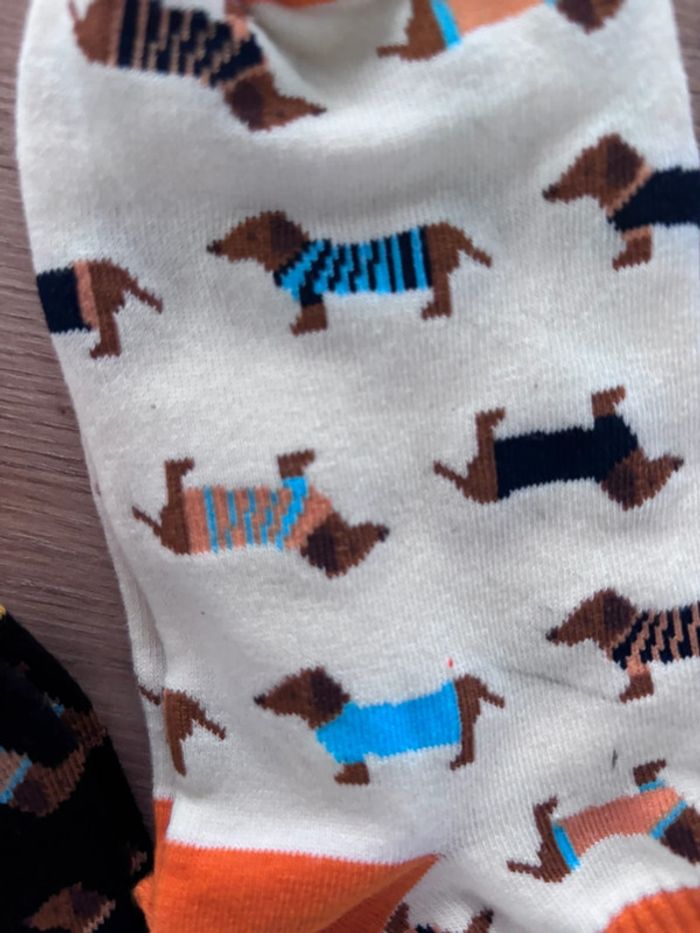 Lot de 3 paires Chaussettes courtes  motif chien teckel hommes femmes - photo numéro 2