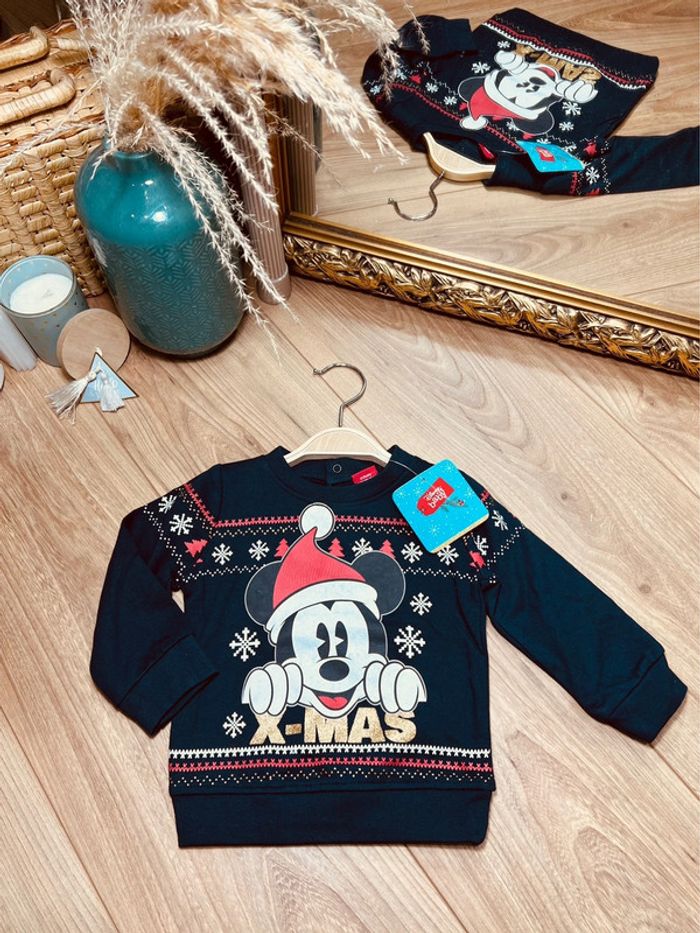 Taille 6 mois sweat-shirt de Noël NEUF garçon Disney bleu marine * Mickey * 💙