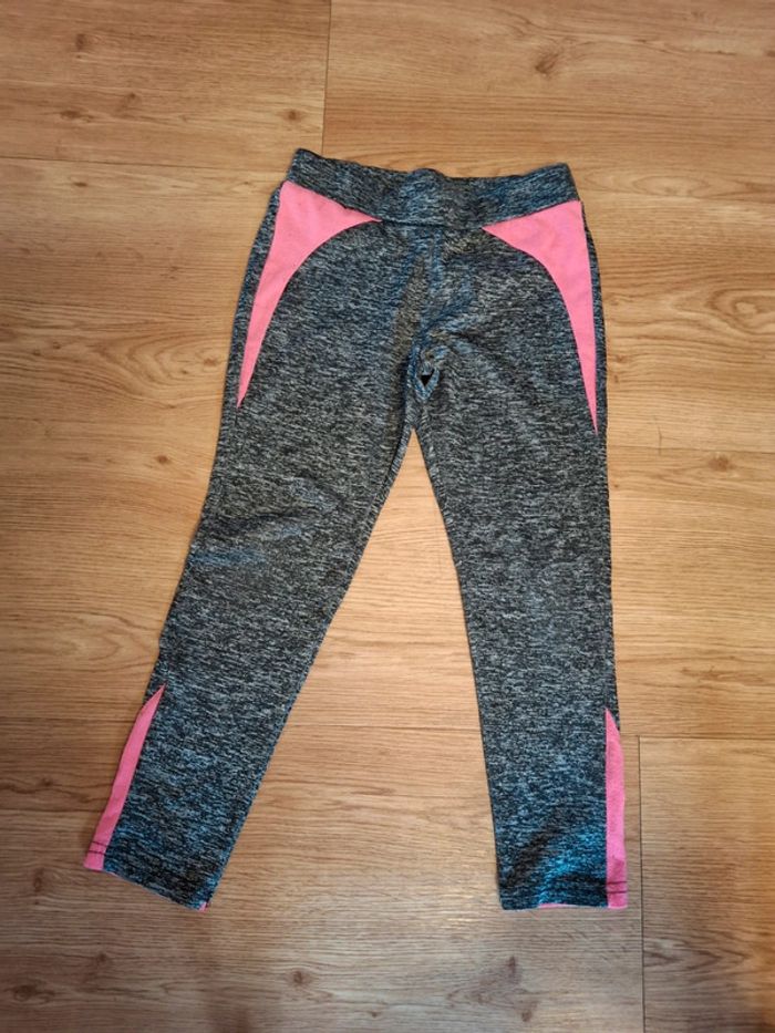 Legging fille 8 ans papillon gris et rose