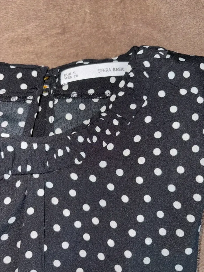 Blouse noir à pois blancs Sfera femme taille S en très bon état - photo numéro 3