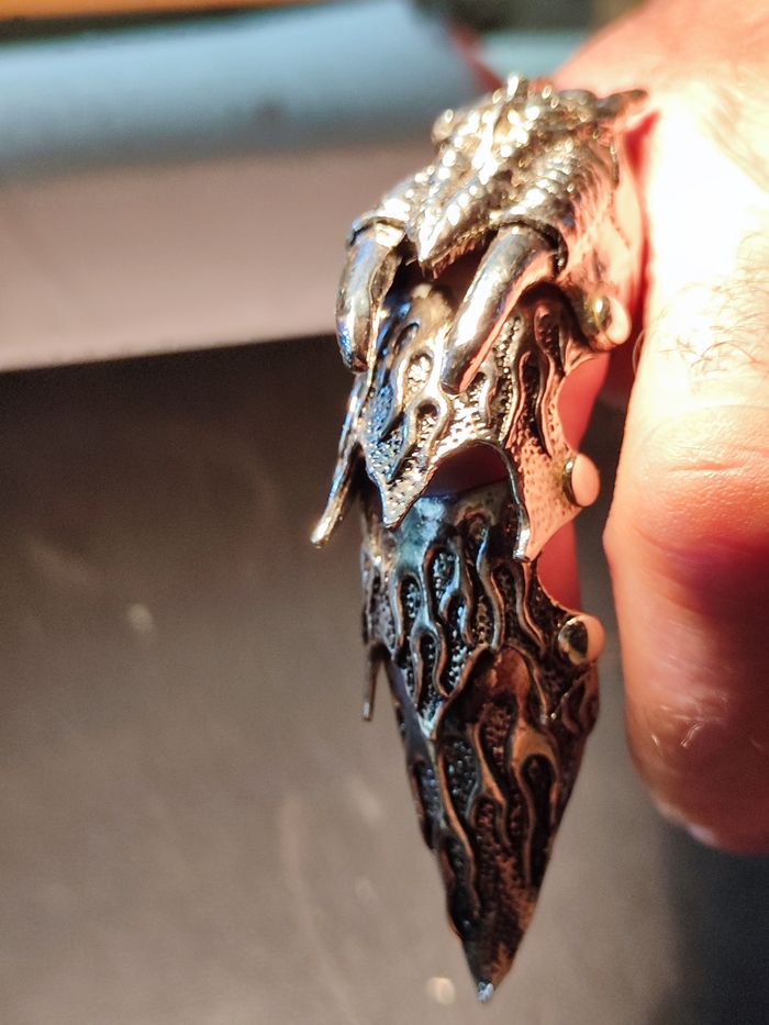 Bague longue en dragon alliage acier argenté - photo numéro 2