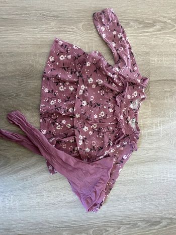 Ensemble 6 mois Robe mauve rose bebe fille + collant assorti