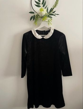 🌸robe col claudine velours manches 3/4 noir taille Mlefties🌸