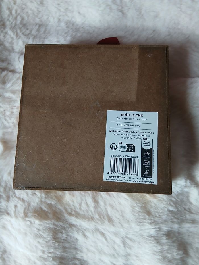 Neuf: Boîte à thé/ ou autre en bois & tissu brodé *gamme montagne - photo numéro 9