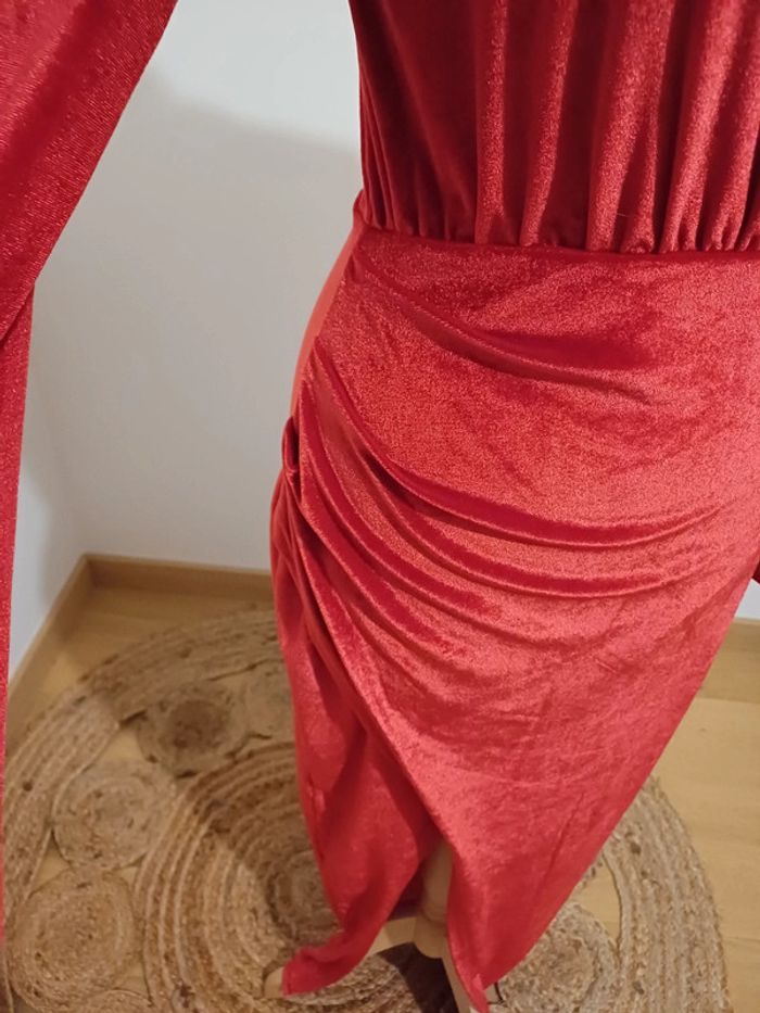 Robe longue rouge en velours SBETRO taille S 36 - photo numéro 5