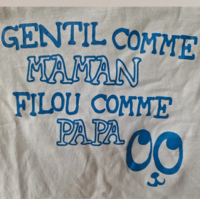 Superbe t-shirt manches longues blanc "Gentil comme maman Filou comme papa" - Taille 6 mois - photo numéro 4