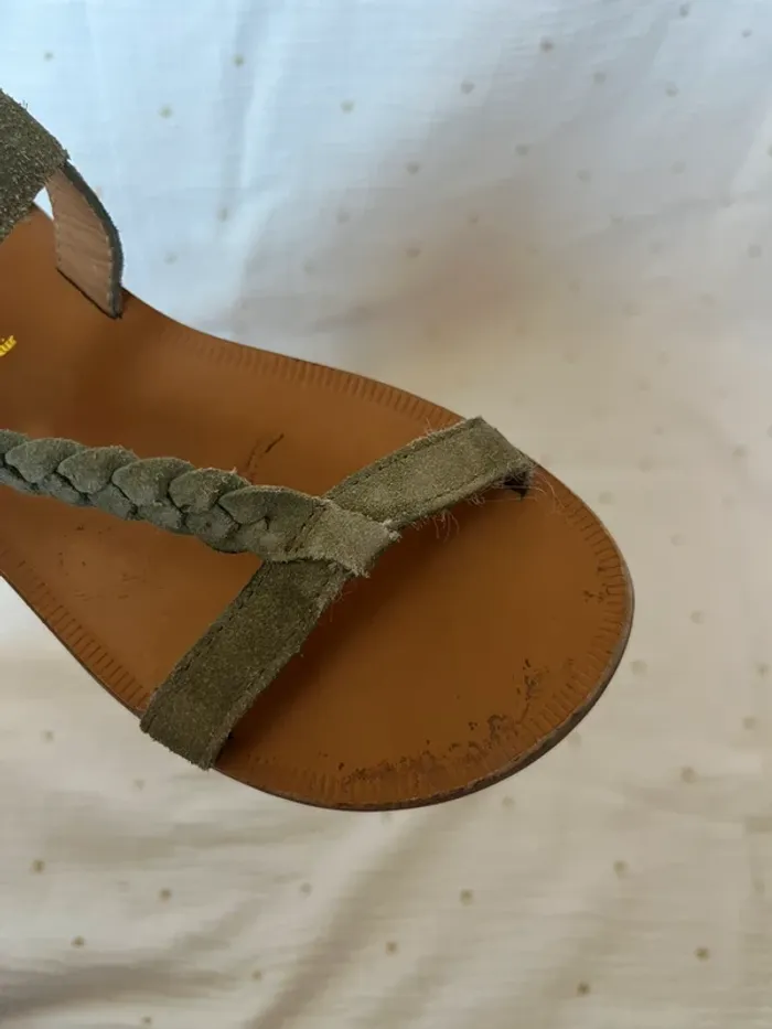 Sandales Pom d’Api – Taille 30 – Cuir & daim kaki - photo numéro 2