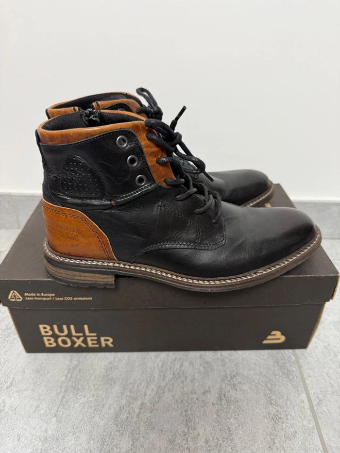 Bottines Bullboxer homme noires et cognac taille 40 super état - photo numéro 2