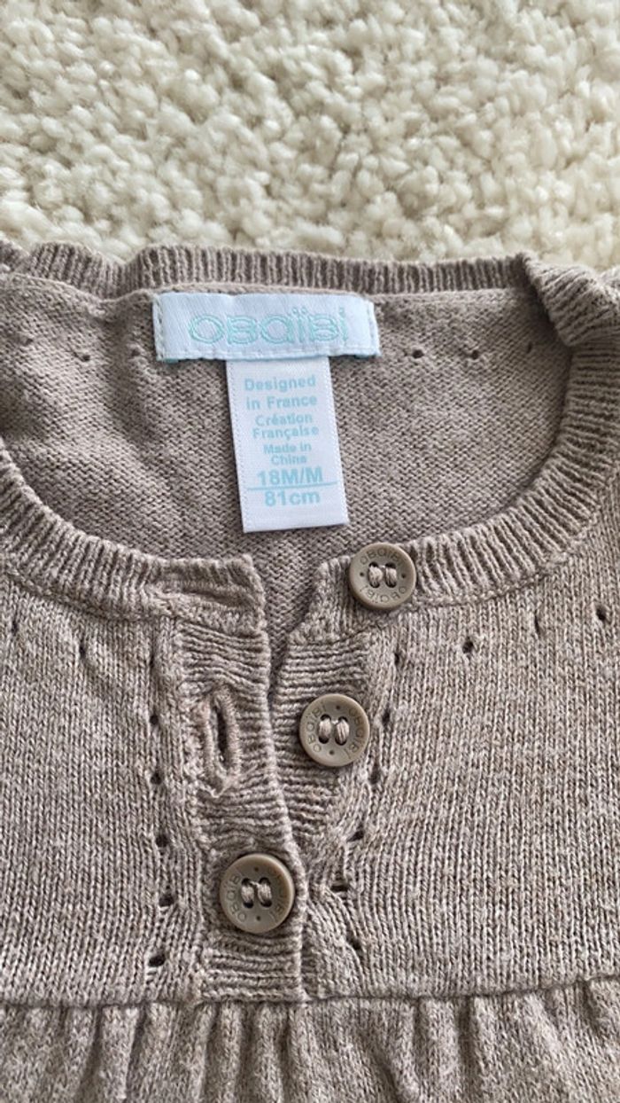 Robe obaibi taupe en laine fine 18 mois - photo numéro 2