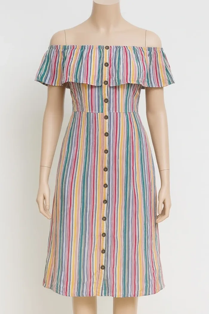 Robe élastique col bardot colorée 44