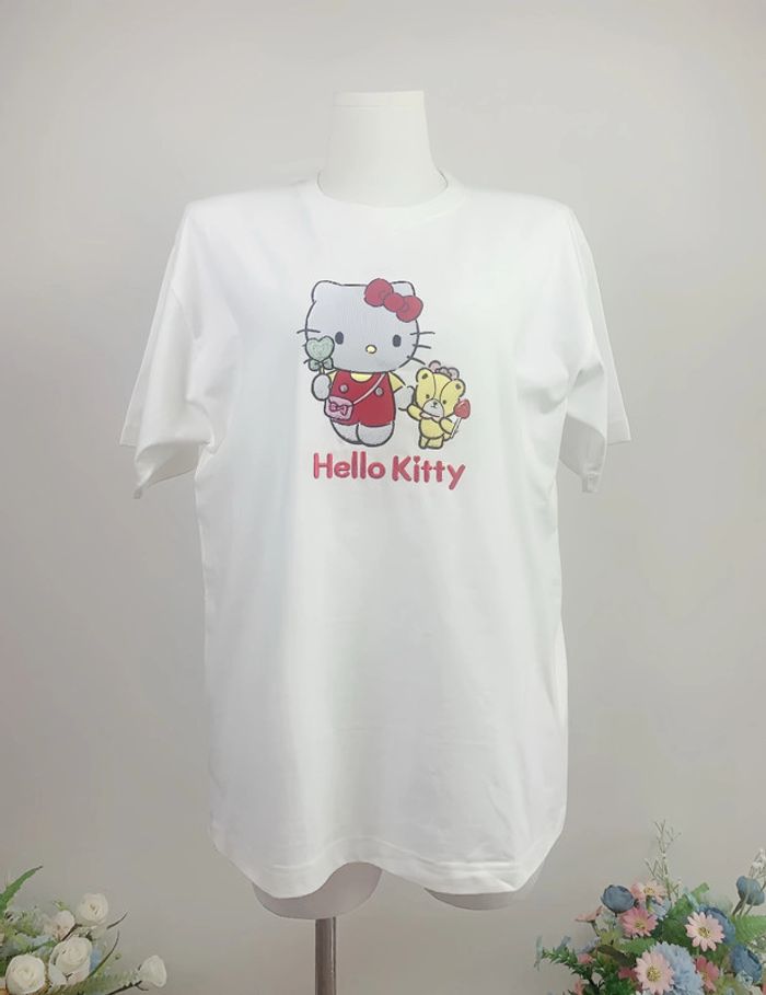 Top T-Shirt style Oversize brodé Sanrio Hello Kitty Cute Kawaii Cosplay Lolita - photo numéro 2