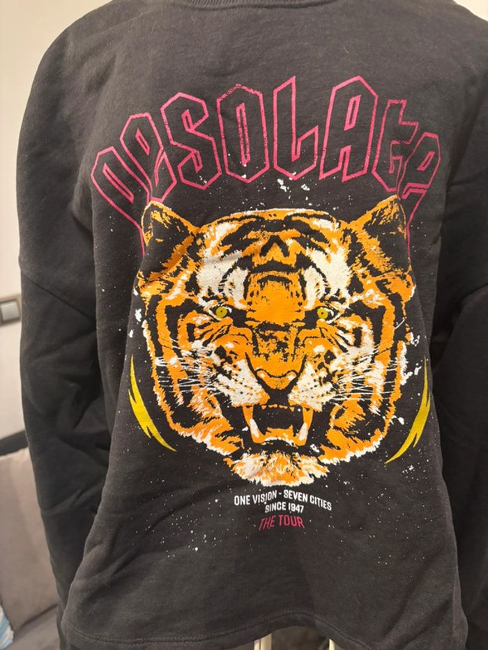 Pull sweat noir taille S H&M tigre