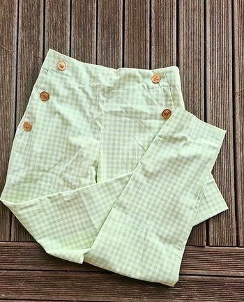 Pantalon à pont vichy menthe et blanc Zara