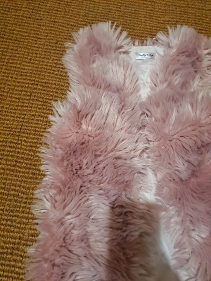 Gilet fourrure synthétique sans manche rose poudré fille 8 ans - photo numéro 2