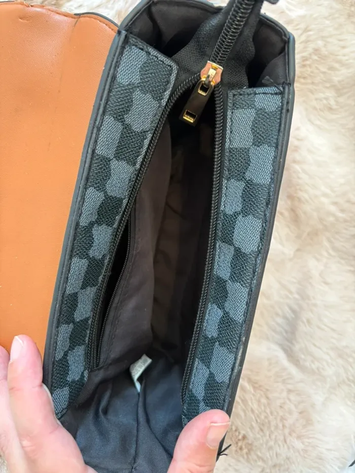 Sac à bandoulière damier noir et marron - photo numéro 5