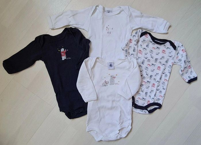 Lot bodies manches longues mixte t3mois 60cm Petit Bateau