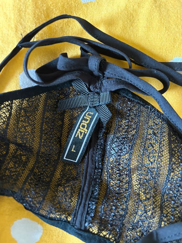 Nuisette noir brodée undiz taille L sous vêtement nuit - photo numéro 7