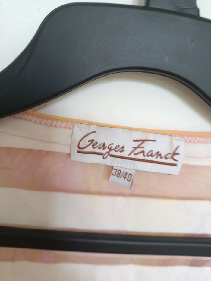 Unique Vintage Top texturé rose transparent à sequins dorés – Georges Franck - photo numéro 5