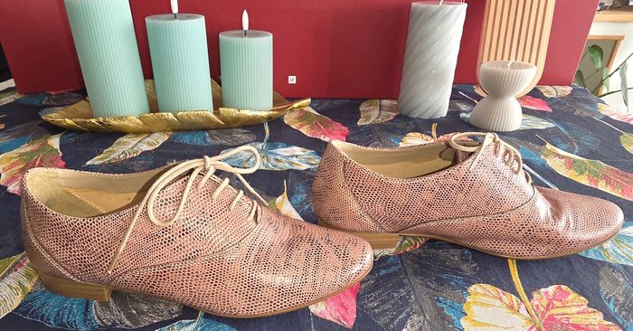 Derbies effet serpent rose/marron 36 - photo numéro 6