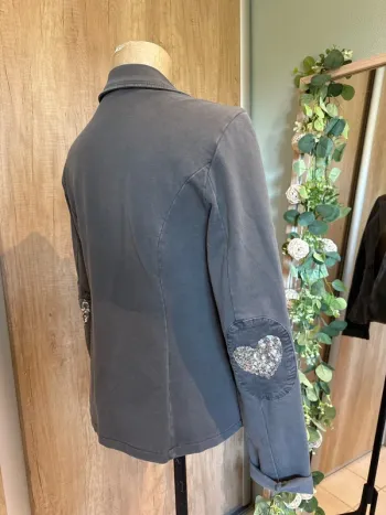 Blazer souple avec cœurs argentés aux coudes femme