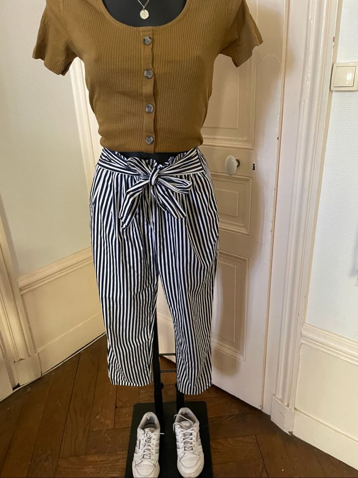 Pantalon chinos à rayures Zara 36 - photo numéro 4