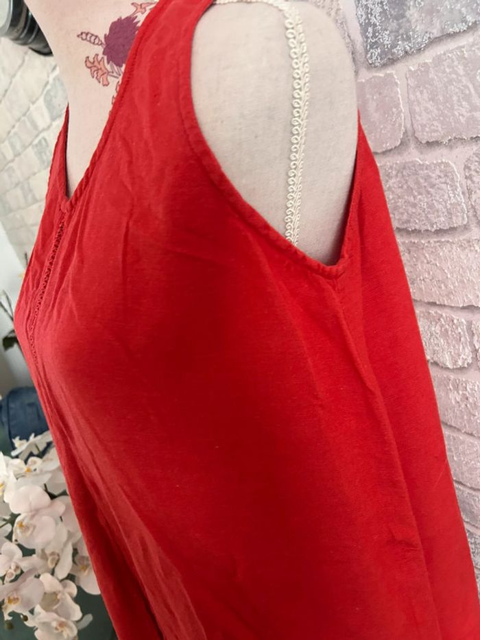 Robe d’été rouge en lin femme M - photo numéro 5