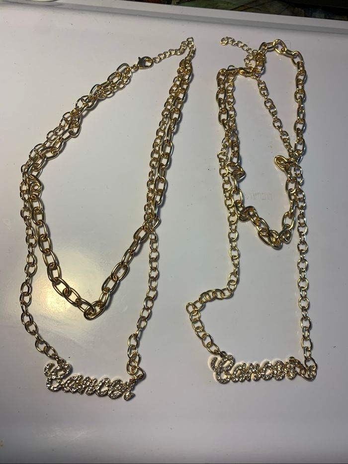 2 colliers dorés strass cancer - photo numéro 4