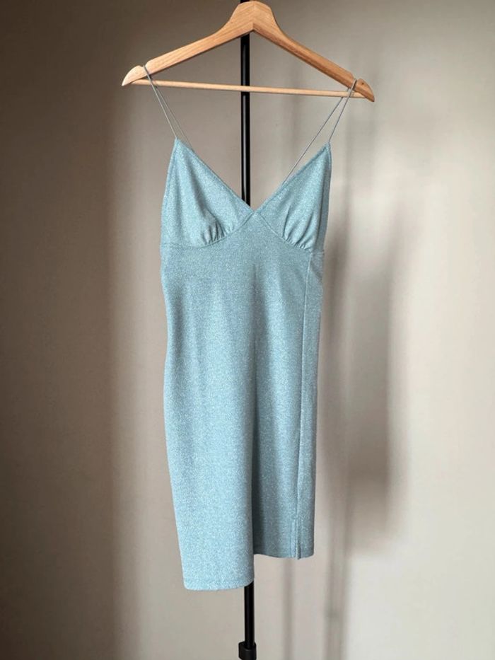 Robe bleu ciel filet argenté M H&M