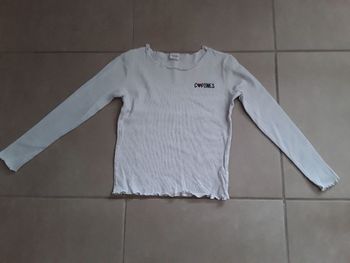 T-shirt manches longues côtelé blanc 12 ans TAO TBE