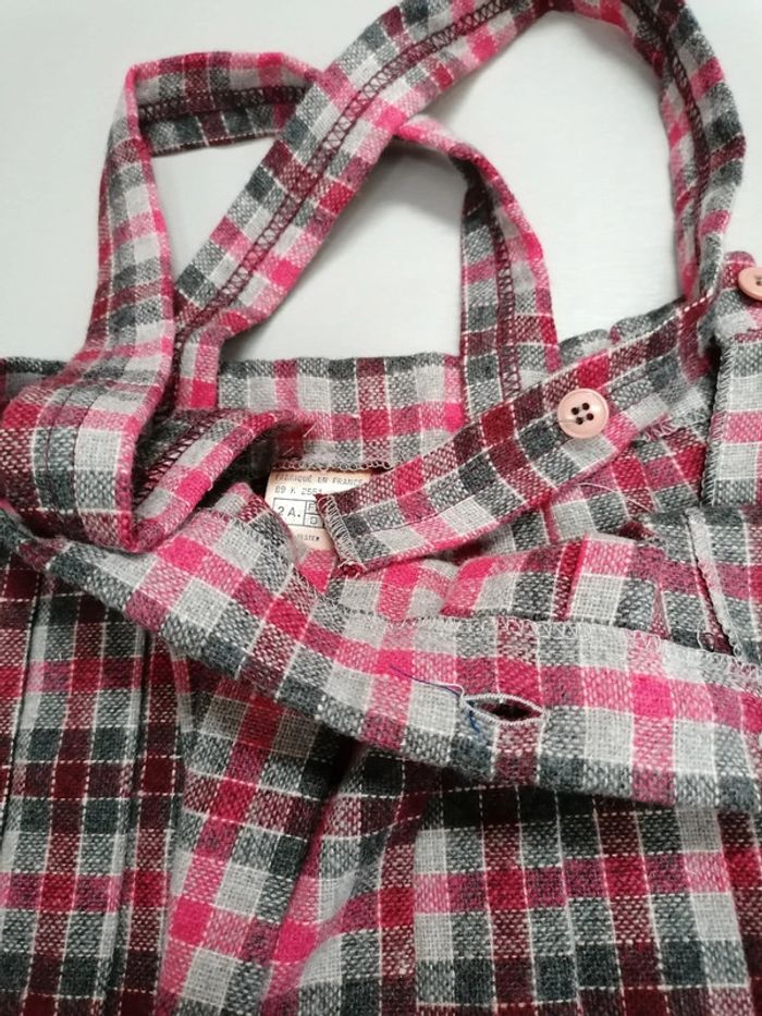 Robe salopette à carreaux laine fabrication française 2ans - photo numéro 5