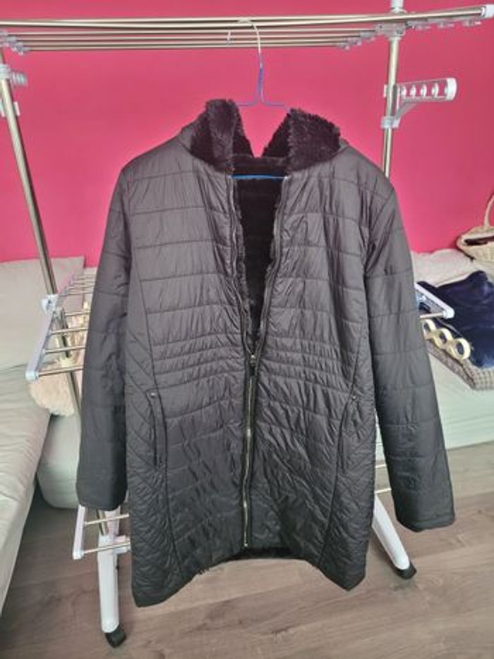 Doudoune mi-longue noir réversible Bréal taille 40 - photo numéro 4