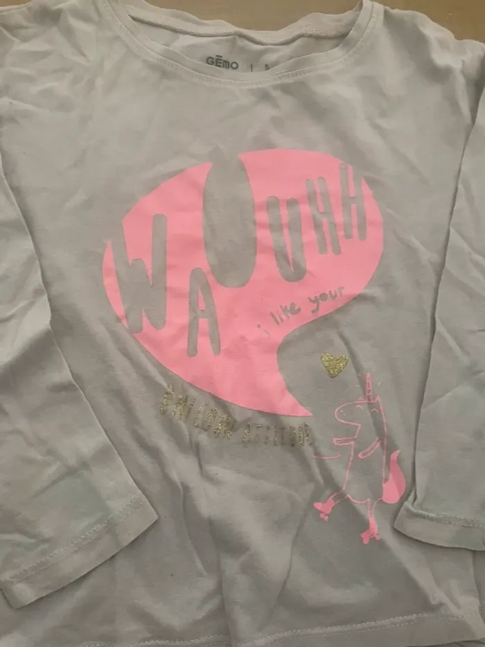 Tee shirt manches longues gemo fille taille 5 ans - photo numéro 2