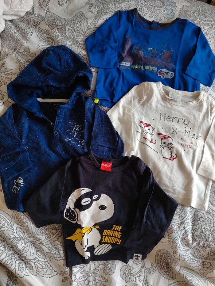 Lot de 4 tee-shirts manches longues 6 mois