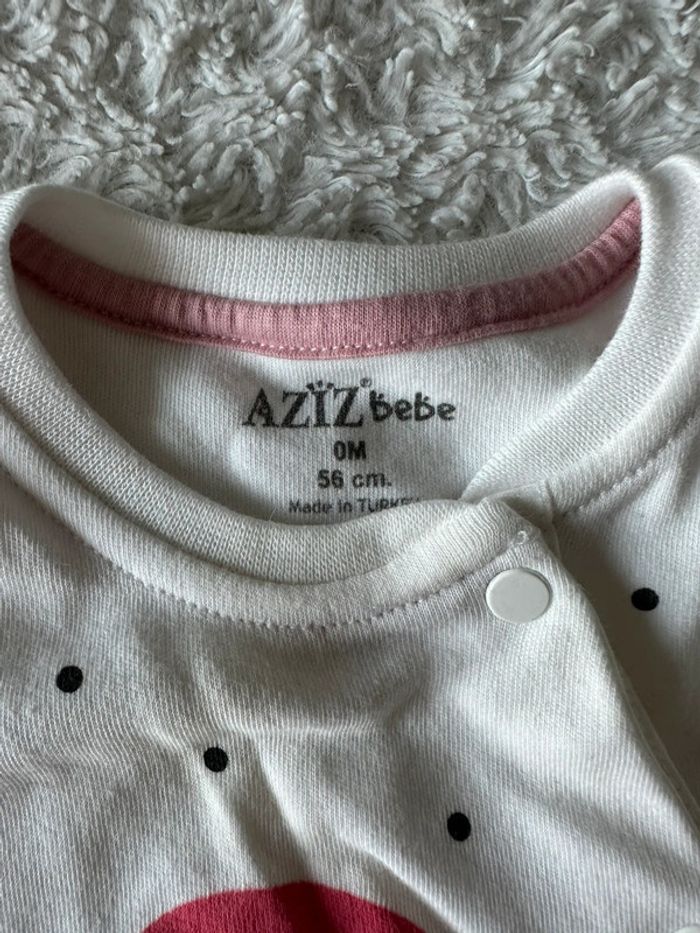 Pyjama fille, deux pièces blanc, taille 3 mois - photo numéro 3