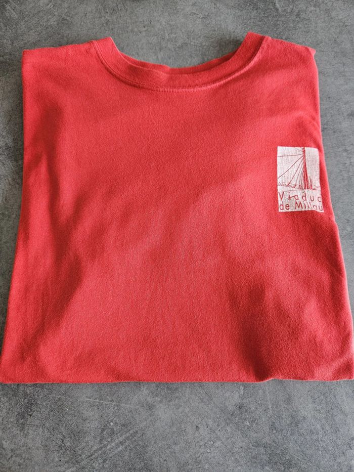 T-shirt original à manches courtes unisexe - Taille L / 40 - Viaduc de Millau - Rouge - photo numéro 5