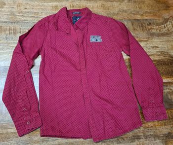 Chemise rouge à pois noir 10 ans 140cm TAO