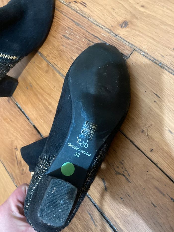 Bottines Chocolate Schubar noires et dorées - Taille 38 - photo numéro 2