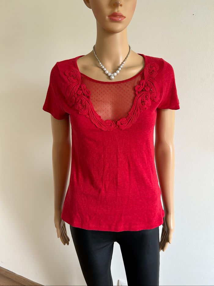 Teeshirt rouge à manches courtes Morgan taille S bon état