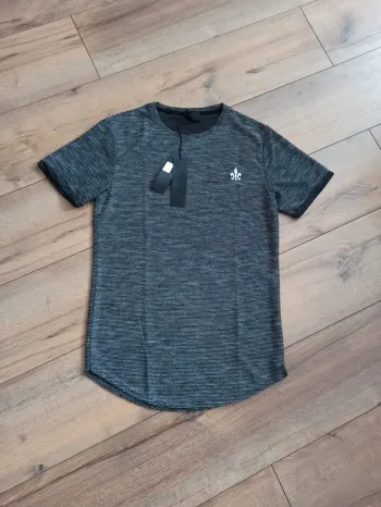 T-shirt homme noir/gris arrondie uniplay L