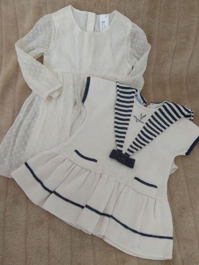 2 robes/  Clayeux marin et H&M voile vêtements fille 2 ans