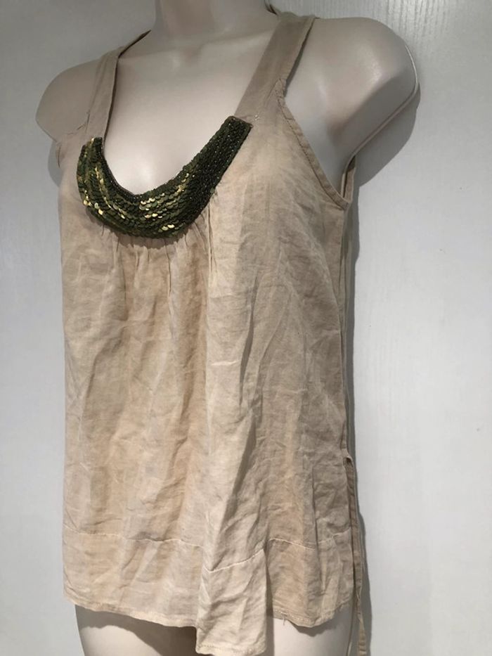 Top à sequins vert Sandro S - photo numéro 5