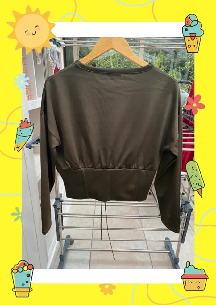 Pull d'hiver lacets kaki S 36 - photo numéro 5
