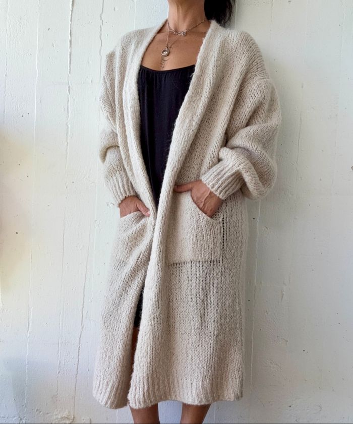Gilet long oversize de la marque Les Follies, en coloris crème. - photo numéro 10