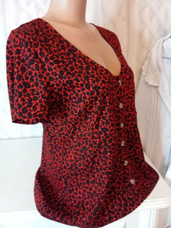Blouse imprimé léopard rouge Grain de malice taille M - photo numéro 2