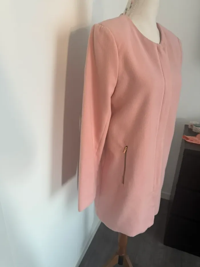 Manteau mi long rose poudré Women Only 38 ou M - photo numéro 3