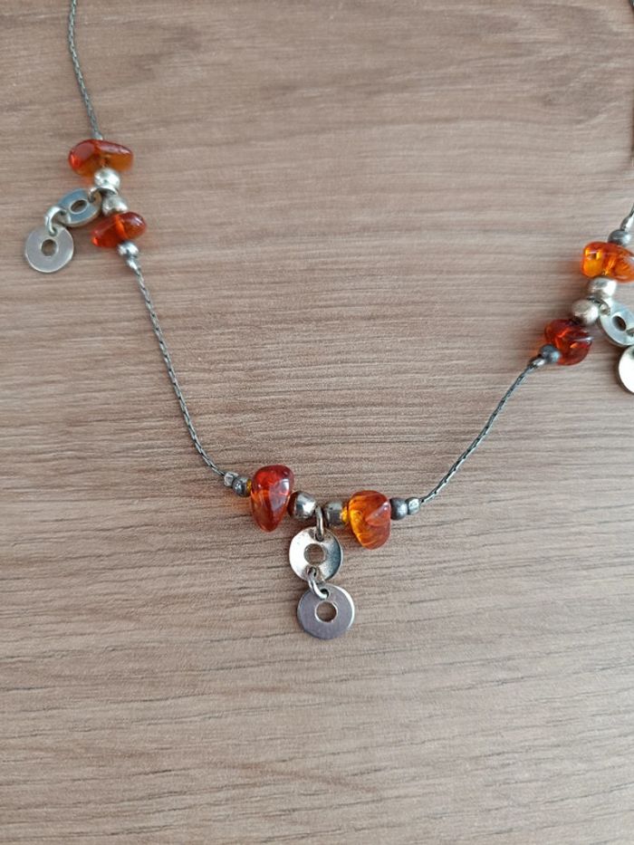 Collier ambre et argent - photo numéro 2