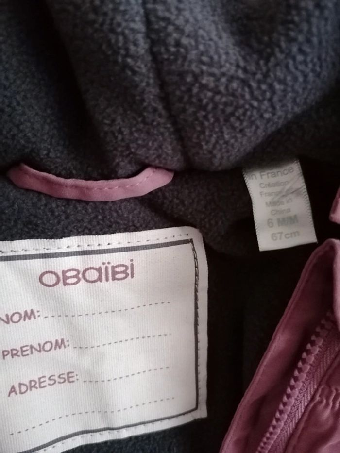 Manteau fille taille 6 mois obaibi - photo numéro 3
