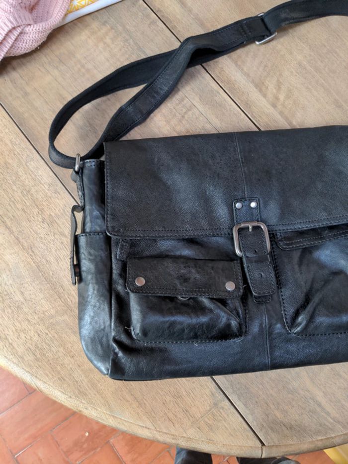 Besace Cartable Homme cuir noir Fossil 42x30x10 - photo numéro 4