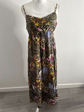 Robe longue papillons marron et multicolore H&M T40
